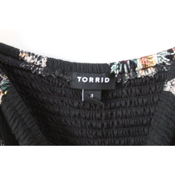 Torrid Floral Butterfly Midi Challis Smocked Tiered Dress Plus Size 4 4X H14068 - Picture 6 of 16